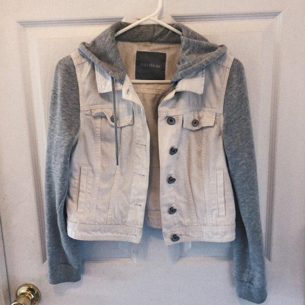 6IXTY8IGHT patchwork cropped jean jacket - Picture 2 of 4